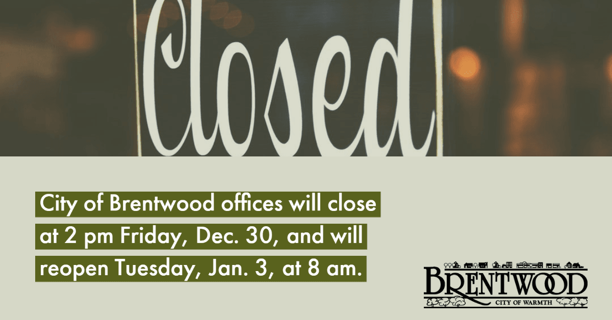 Closing Early 12.30.2022