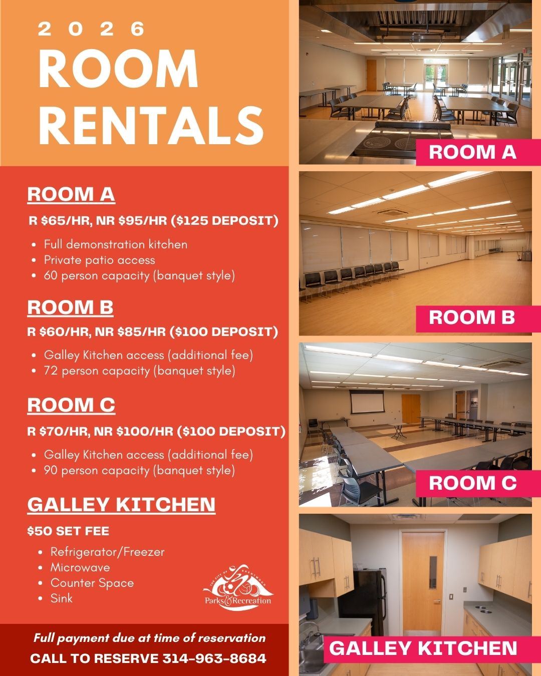 Room Rental Fees 2026